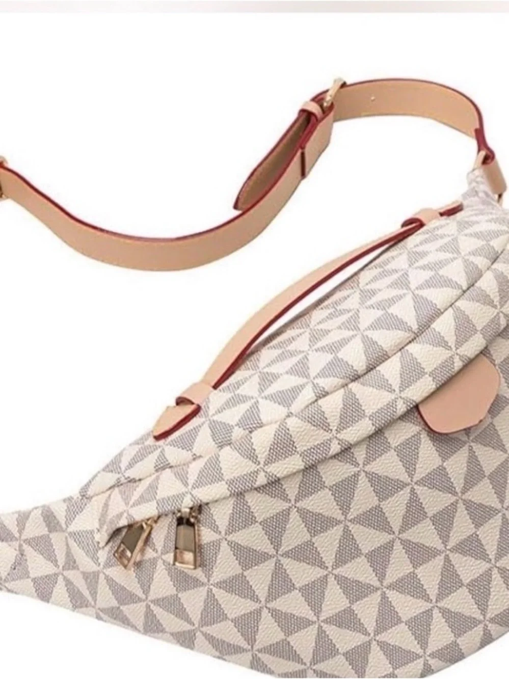 Adjustable Leather Crossbody Strap  with Red Trim square not rectangle. New